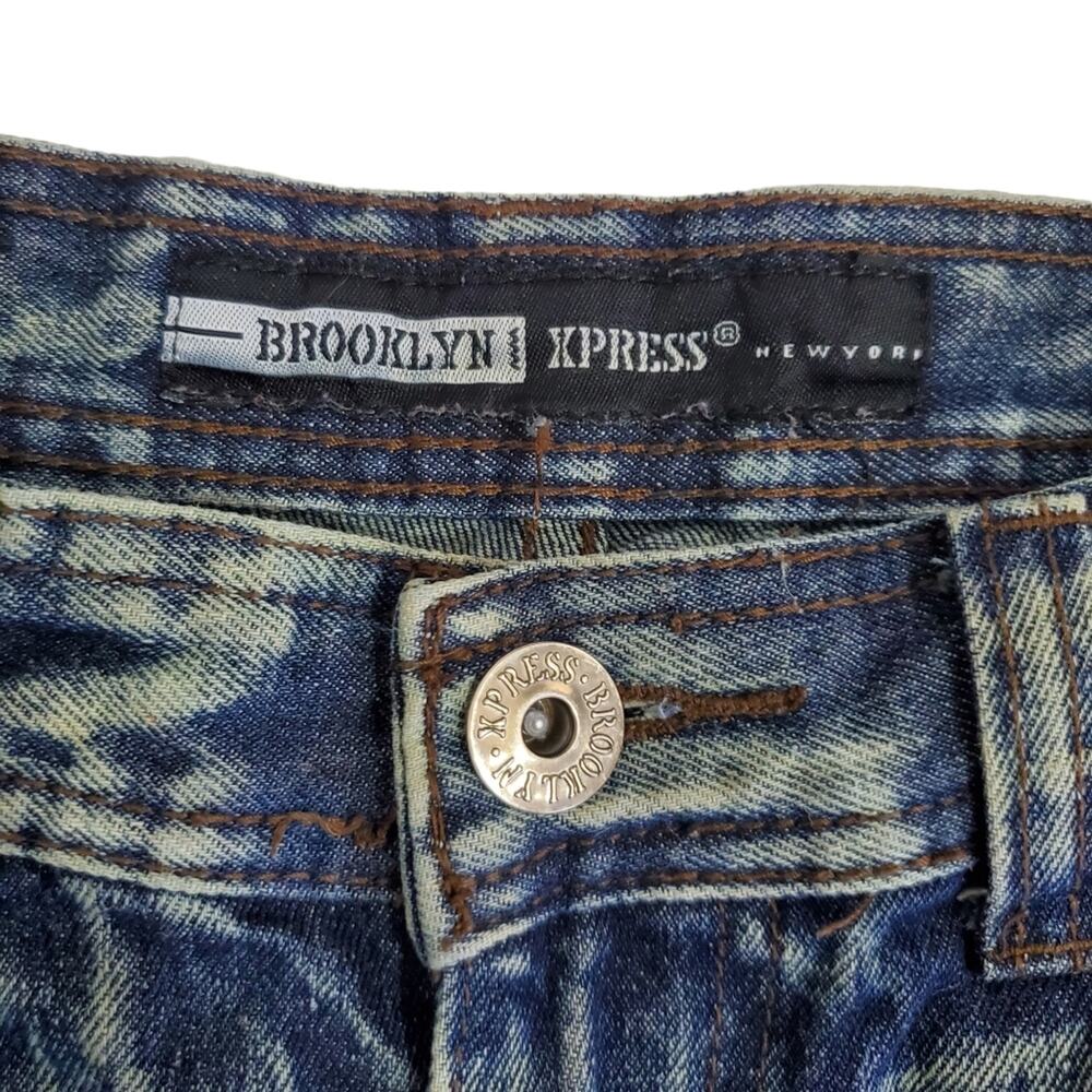 Brooklyn Xpress | 32x32 Trashed Distressed Slim Straight Leg Jeans Grunge - Picture 6 of 9